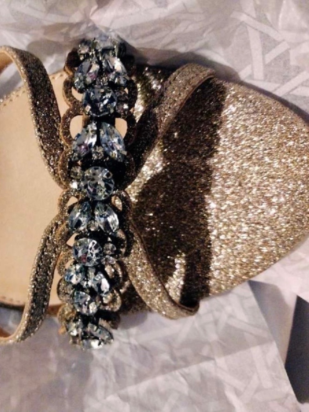 Jewel by Badgley Mischka Gold Glitter Party Heels Size 8 New